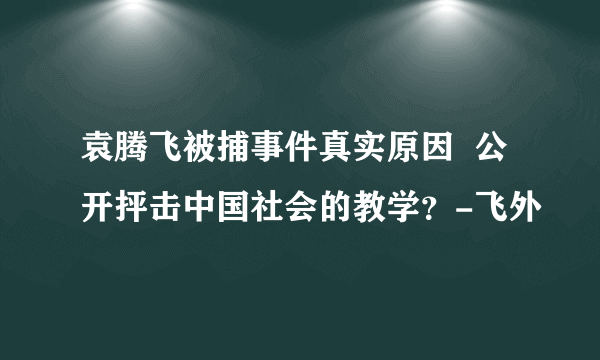 袁腾飞被捕事件真实原因  公开抨击中国社会的教学？-飞外