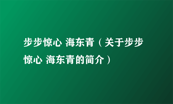 步步惊心 海东青（关于步步惊心 海东青的简介）