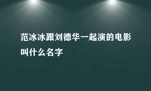 范冰冰跟刘德华一起演的电影叫什么名字