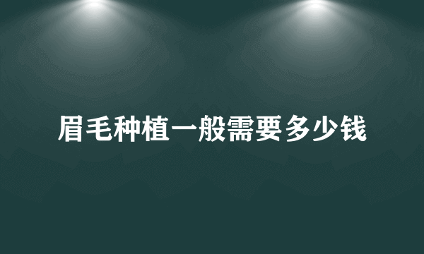 眉毛种植一般需要多少钱