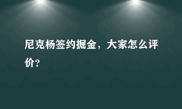 尼克杨签约掘金，大家怎么评价？