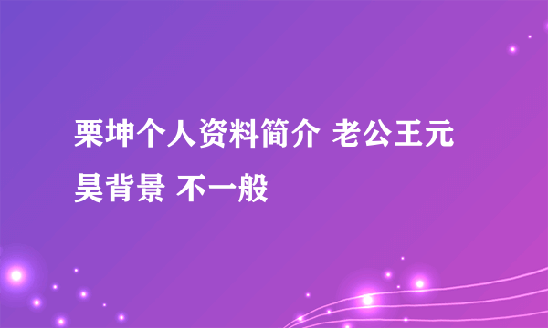 栗坤个人资料简介 老公王元昊背景 不一般