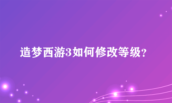 造梦西游3如何修改等级？