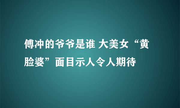 傅冲的爷爷是谁 大美女“黄脸婆”面目示人令人期待