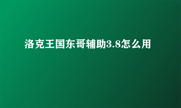 洛克王国东哥辅助3.8怎么用