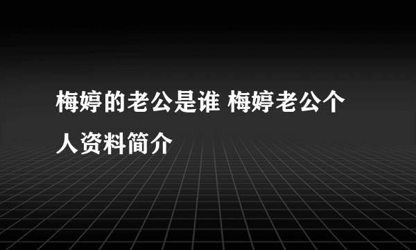 梅婷的老公是谁 梅婷老公个人资料简介