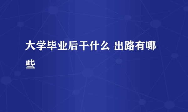 大学毕业后干什么 出路有哪些