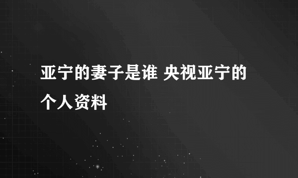 亚宁的妻子是谁 央视亚宁的个人资料