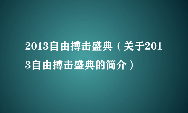 2013自由搏击盛典（关于2013自由搏击盛典的简介）