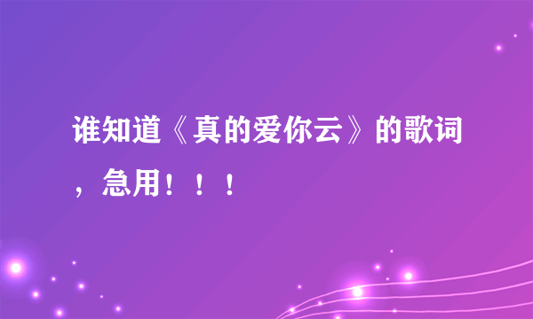 谁知道《真的爱你云》的歌词，急用！！！