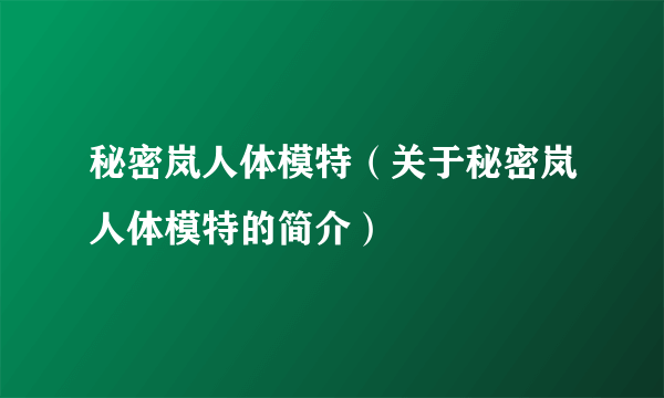 秘密岚人体模特（关于秘密岚人体模特的简介）