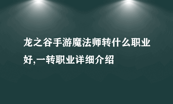 龙之谷手游魔法师转什么职业好,一转职业详细介绍