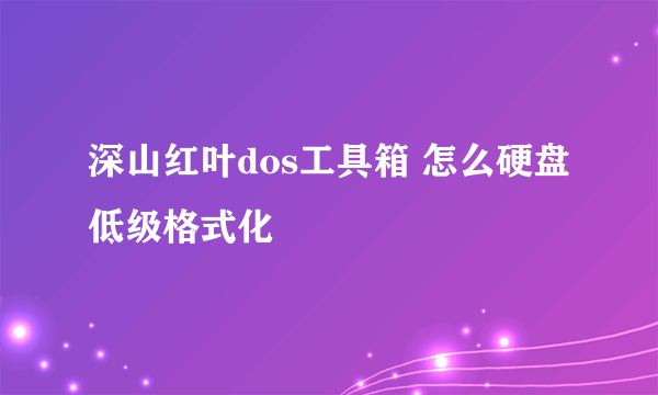 深山红叶dos工具箱 怎么硬盘低级格式化