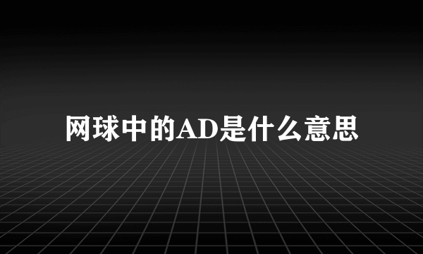 网球中的AD是什么意思