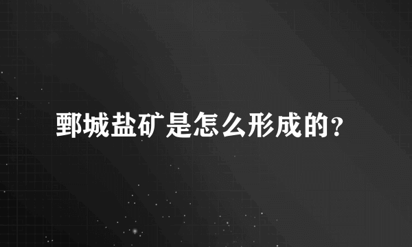 鄄城盐矿是怎么形成的？