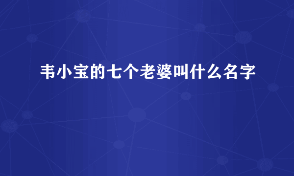 韦小宝的七个老婆叫什么名字