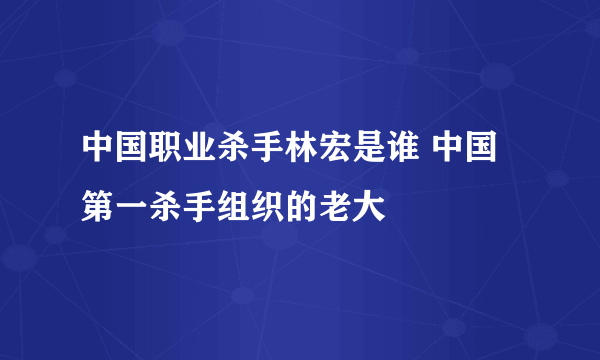 中国职业杀手林宏是谁 中国第一杀手组织的老大