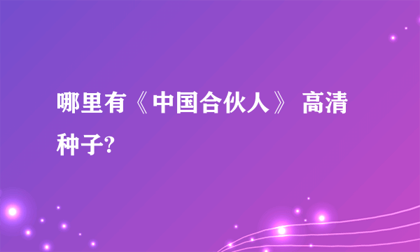 哪里有《中国合伙人》 高清种子?