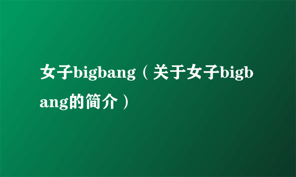 女子bigbang（关于女子bigbang的简介）