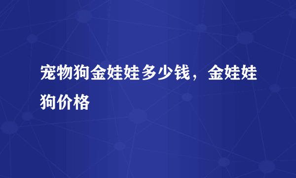 宠物狗金娃娃多少钱，金娃娃狗价格