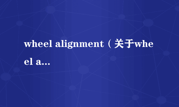 wheel alignment（关于wheel alignment的简介）