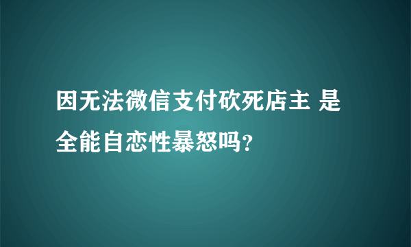 因无法微信支付砍死店主 是全能自恋性暴怒吗？