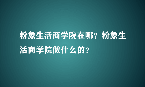 粉象生活商学院在哪？粉象生活商学院做什么的？