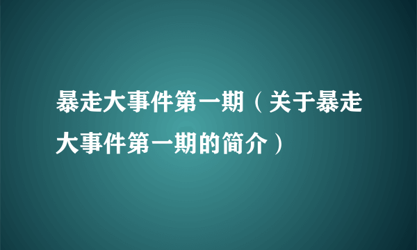 暴走大事件第一期（关于暴走大事件第一期的简介）