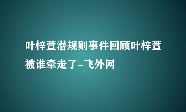 叶梓萱潜规则事件回顾叶梓萱被谁牵走了-飞外网