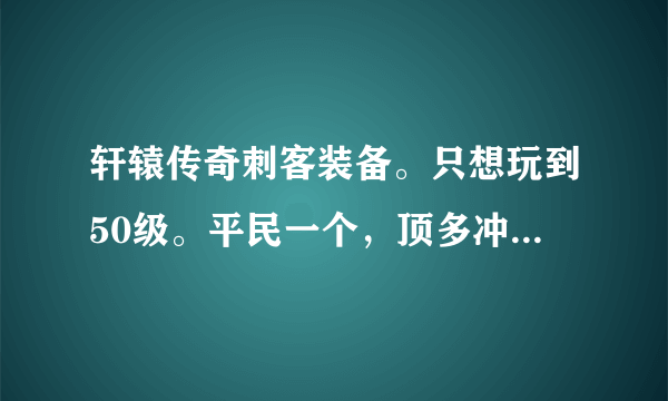 轩辕传奇刺客装备。只想玩到50级。平民一个，顶多冲500块左右吧。只要告诉我选择什么，什么套装就行了！