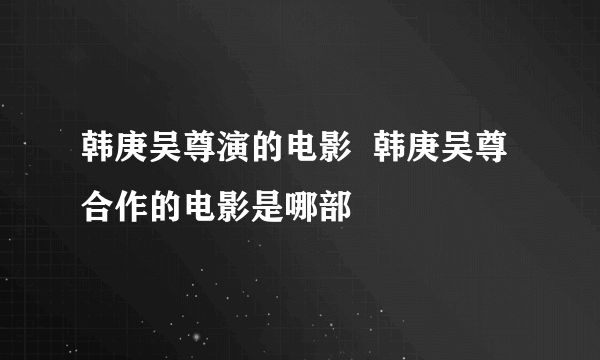 韩庚吴尊演的电影  韩庚吴尊合作的电影是哪部