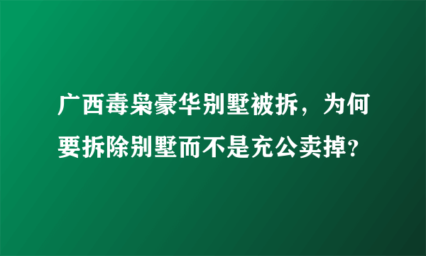 广西毒枭豪华别墅被拆，为何要拆除别墅而不是充公卖掉？