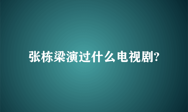 张栋梁演过什么电视剧?