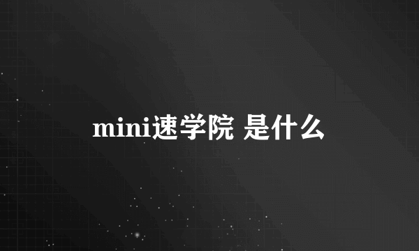 mini速学院 是什么