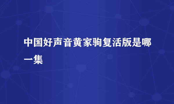 中国好声音黄家驹复活版是哪一集