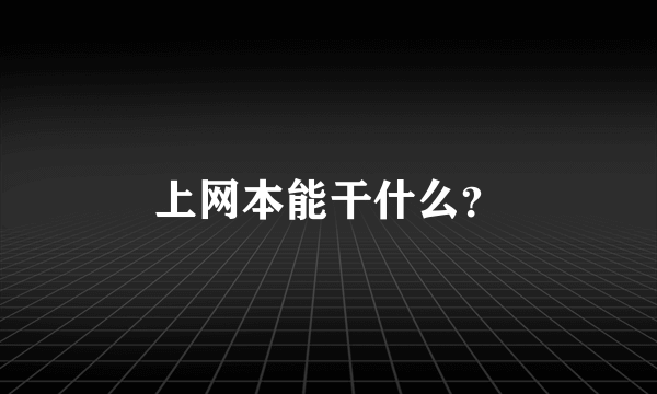 上网本能干什么？