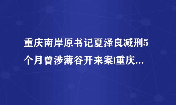 重庆南岸原书记夏泽良减刑5个月曾涉薄谷开来案|重庆|夏泽良|减刑_飞外新闻