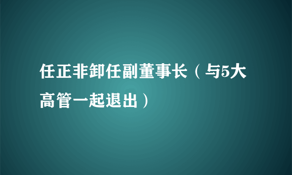 任正非卸任副董事长（与5大高管一起退出）