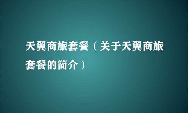 天翼商旅套餐（关于天翼商旅套餐的简介）