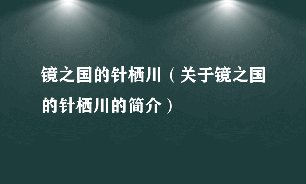 镜之国的针栖川（关于镜之国的针栖川的简介）