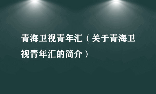 青海卫视青年汇（关于青海卫视青年汇的简介）