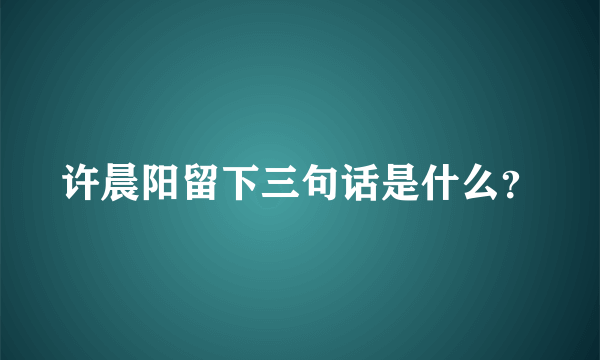 许晨阳留下三句话是什么？