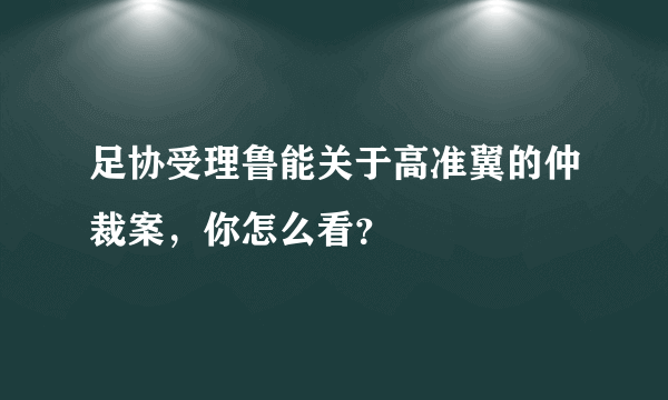 足协受理鲁能关于高准翼的仲裁案，你怎么看？