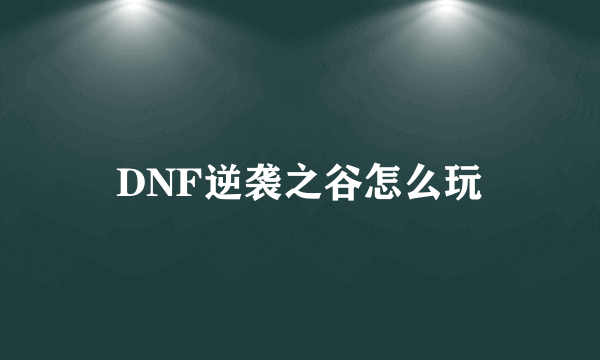 DNF逆袭之谷怎么玩