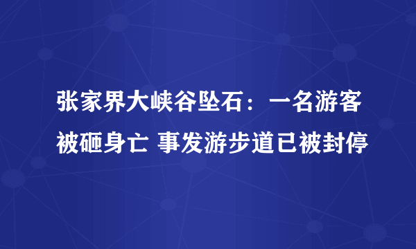 张家界大峡谷坠石：一名游客被砸身亡 事发游步道已被封停