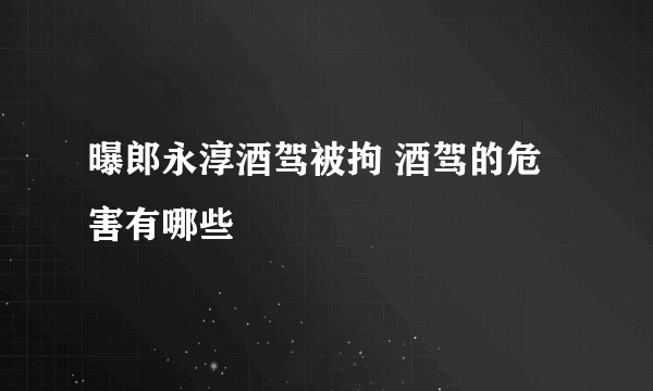 曝郎永淳酒驾被拘 酒驾的危害有哪些