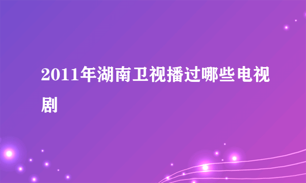 2011年湖南卫视播过哪些电视剧