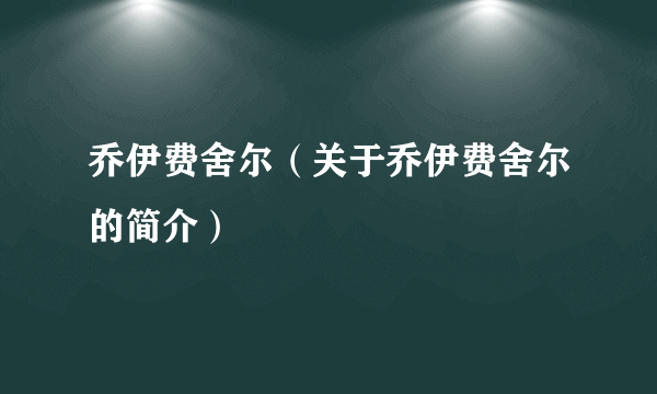 乔伊费舍尔（关于乔伊费舍尔的简介）