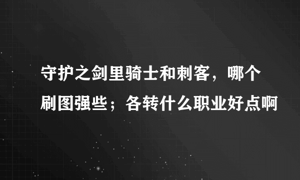 守护之剑里骑士和刺客，哪个刷图强些；各转什么职业好点啊