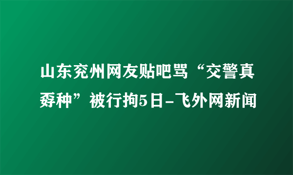 山东兖州网友贴吧骂“交警真孬种”被行拘5日-飞外网新闻